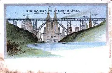 Wuppertal Kaiser-Wilhelm-Brücke Höhenverhältnis zu anderen Bauwerken *ca.1900