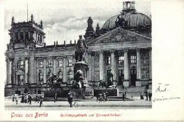 Berlin Reichstagsgebäude und Bismarck Denkmal * ca. 1920