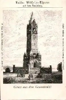 Grunewald Berlin Kaiser Wilhelm Turm auf Karlsberg  Litho * ca. 1900