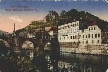 Bad Kreuznach Nahebrücke mit Kauzenburg o 29.12.1941