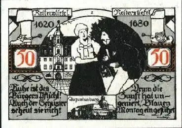 06667 Weissenfels Notgeld 50 Pfg Schuhe Soldatenstiefel 1921