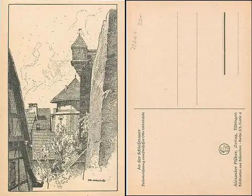 Tübingen Schloßmauer Künstlerkarte Otto Ubbelohde *ca. 1920