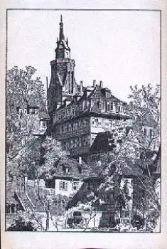 Tübingen Stiftskirche und alte Aula Künstlerkarte Otto Ubbelohde *ca. 1920