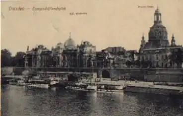 Dresden Dampfschifflandeplatz mit Frauenkirche o 28.3.1921