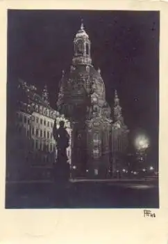 Dresden Jüdenmarkt Frauenkirche bei Nacht o 1935