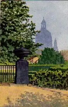 Dresden Frauenkirche vom Japanischen Palais Künstlerkarte W. Benkert o 13.7.1920