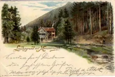 99891 Lauchagrund Bad Tabarz Massenmühle Farblitho o 31.7.1898