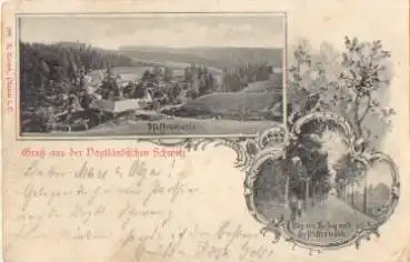 08500 Vogtländische Schweiz Mehrbild Mühlen o 16.7.1902 Bahnpost