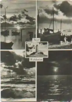 18565 Insel Hiddensee Mondschein, Leuchtturm, o ca. 1955