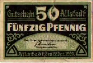 06542 Allstedt Städtenotgeld 50 Pfennige Rathaus 1920
