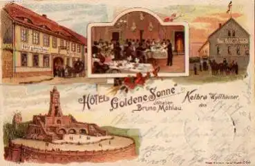 06537 Kelbra Hotel Goldene Sonne Litho o 18.7.1898