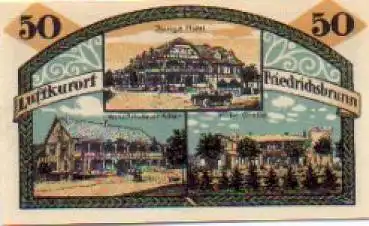 06507 Friedrichsbrunn Städtenotgeld 50 Pfennige Jungs Hotel  1921