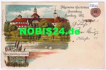 Hamburg Allgemeine Gartenausstellung Farblitho Hauptaustellungsgebäude o 7.8.1897