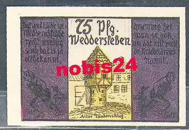 06502 Neddersleben Städtenotgeld Wert 75 Pfennig Alter Taubenschlag 1921