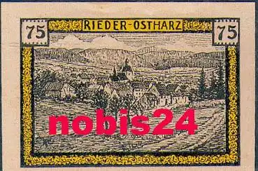 06507 Rieder-Ostharz Städtenotgeld Wert 75 Pfennige 1921