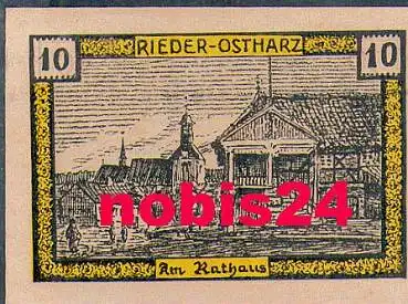 06507 Rieder-Ostharz Städtenotgeld Wert 10 Pfennige Am Rathaus 1921