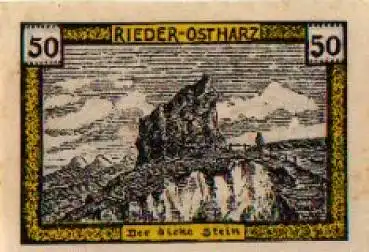 06507 Rieder-Ostharz Städtenotgeld 50 Pfennige Der dicke Stein 1921