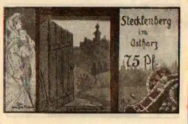 06507 Stecklenberg, Städtenotgeld, Wert 75 Pfennige, Die Weisse Frau 1921