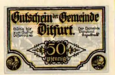 06484 Ditfurt Städtenotgeld 50 Pfennige 1921