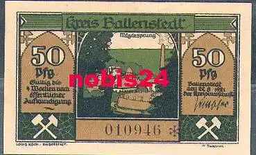 06492 Ballenstedt Städtenotgeld Wert 50 Pfennig Zwerge 1921