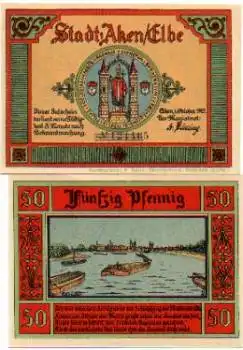 06385 Akten Städtenotgeld 50 Pfennig Binnenschiffe 1921