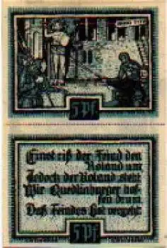 06484 Quedlinburg Städtenotgeld Roland Wert 2 x 5 Pfennige 1920