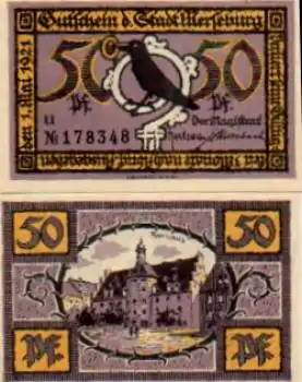 06217 Merseburg Städtenotgeld Wert 50 Pfennige Rathaus 1921