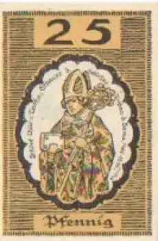 06217 Merseburg, Städtenotgeld, Wert 25 Pfennige, Bischof Thilo von Throtha, 1921