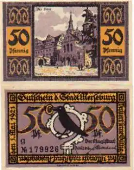 06217 Merseburg Städtenotgeld Wert 50 Pfennige Der Dom 1921