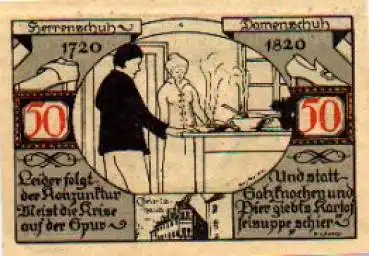 06667 Weissenfels Städtenotgeld 50 Pfennig Beruf Kochen 1921