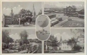 06749 Bitterfeld Bahnhof Heißluftballon *ca. 1950