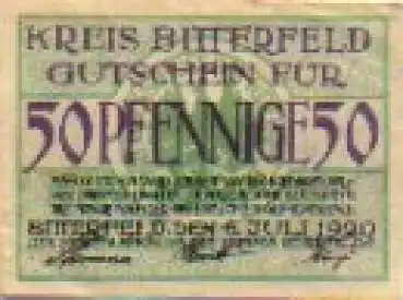 06749 Bitterfeld Städtenotgeld Wert 50 Pfennige 1920