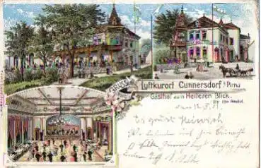 01824 Cunnersdorf Gasthof zum Heiteren Blick Litho o 12.5.1901