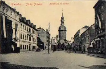 01814 Bad Schandau Marktplatz mit Kirche o 23.7.1926