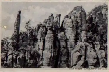 01814 Sächsische Schweiz, Schrammsteine mit Tante * ca. 1910