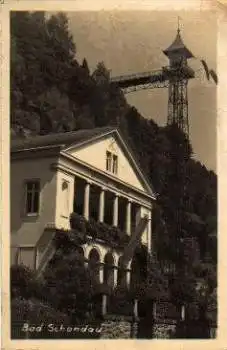 01814 Bad Schandau Aufzug und Katholische Pfarrkirche o 26.4.1954