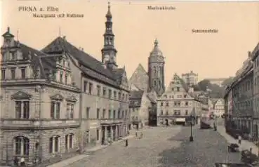 01796 Pirna Marktplatz mit Rathaus *ca. 1920