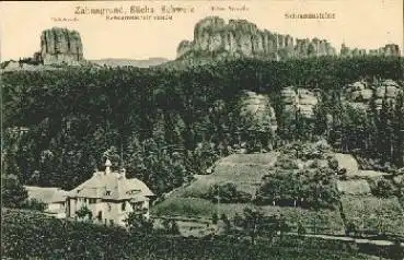 01814 Zahnsgrund, Schrammsteinbaude gebr. 14.9.1913