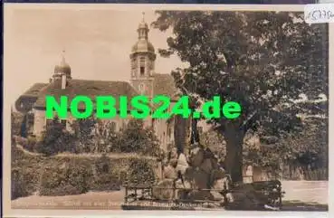 01744 Dippoldiswalde Schloß mit alter Stadtmauer und Bismarck-Denkmal  *ca. 1930