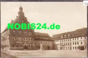 01744 Dippoldiswalde, Markt Rathaus Kriegerdenkmal * ca. 1930