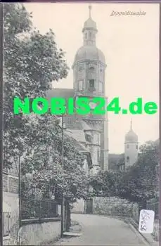 01744 Dippoldiswalde, Strassenansicht mit Kirche *ca. 1920