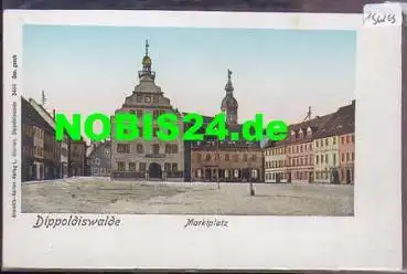 01744 Dippoldiswalde Marktplatz Luna-Karte Golden Windows *ca. 1900
