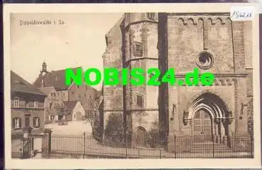 01744 Dippoldiswalde, Kirchenportal mit Straßenansicht *ca. 1920