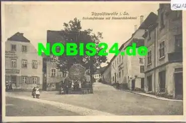 01744 Dippoldiswalde Bahnhofstraße mit Bismarckdenkmal o 10.8.1908