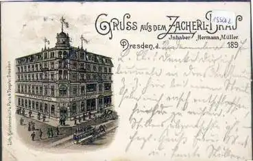 Dresden König Johann Strasse 8 Zacherl-Bräu Litho o 3.12.1897