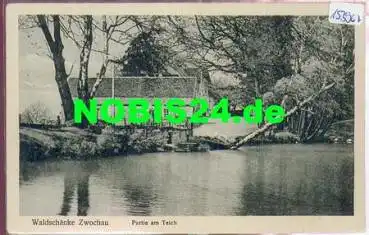 04808 Zwochau Waldschänke Partie am Teich gebr. 4.9.1927