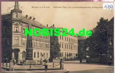 04808 Wurzen, Wettiner Platz und Landwirtschaftliche Kreisschule o 6.7.1928