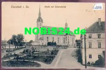 02730 Ebersbach Kirche mit Schmuckplatz o 22.5.1919