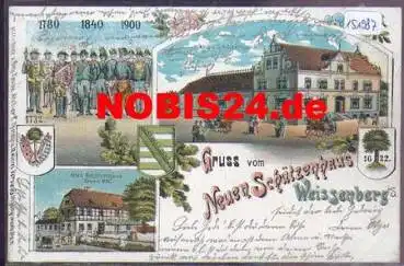 02627 Weissenberg Neues Schützenhaus Litho o 27.6.1903