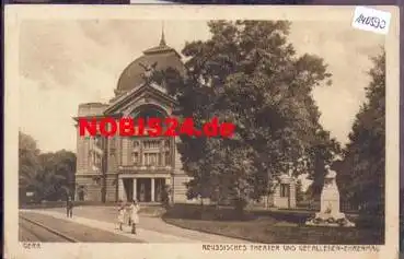 Gera Reussisches Theater und Gefallenen-Ehrenmal gebr. ca. 1920